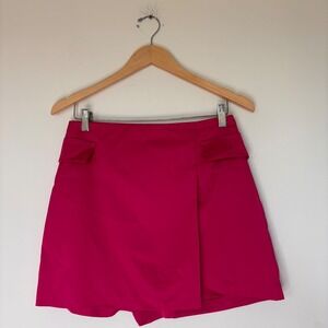 NWT House of Harlow Silky Pink Skort Wrap Mini Skirt Shorts Size 6